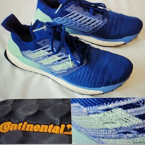 11 ADIDAS SOLAR BOOST Continental Tire Sole blue green fly knit running Shoes - Picture 1 of 13